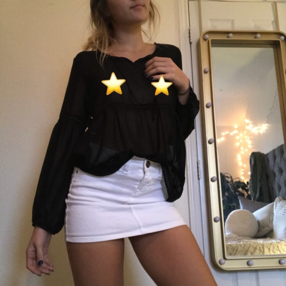 Sheer Black Blouse With Much Detailing